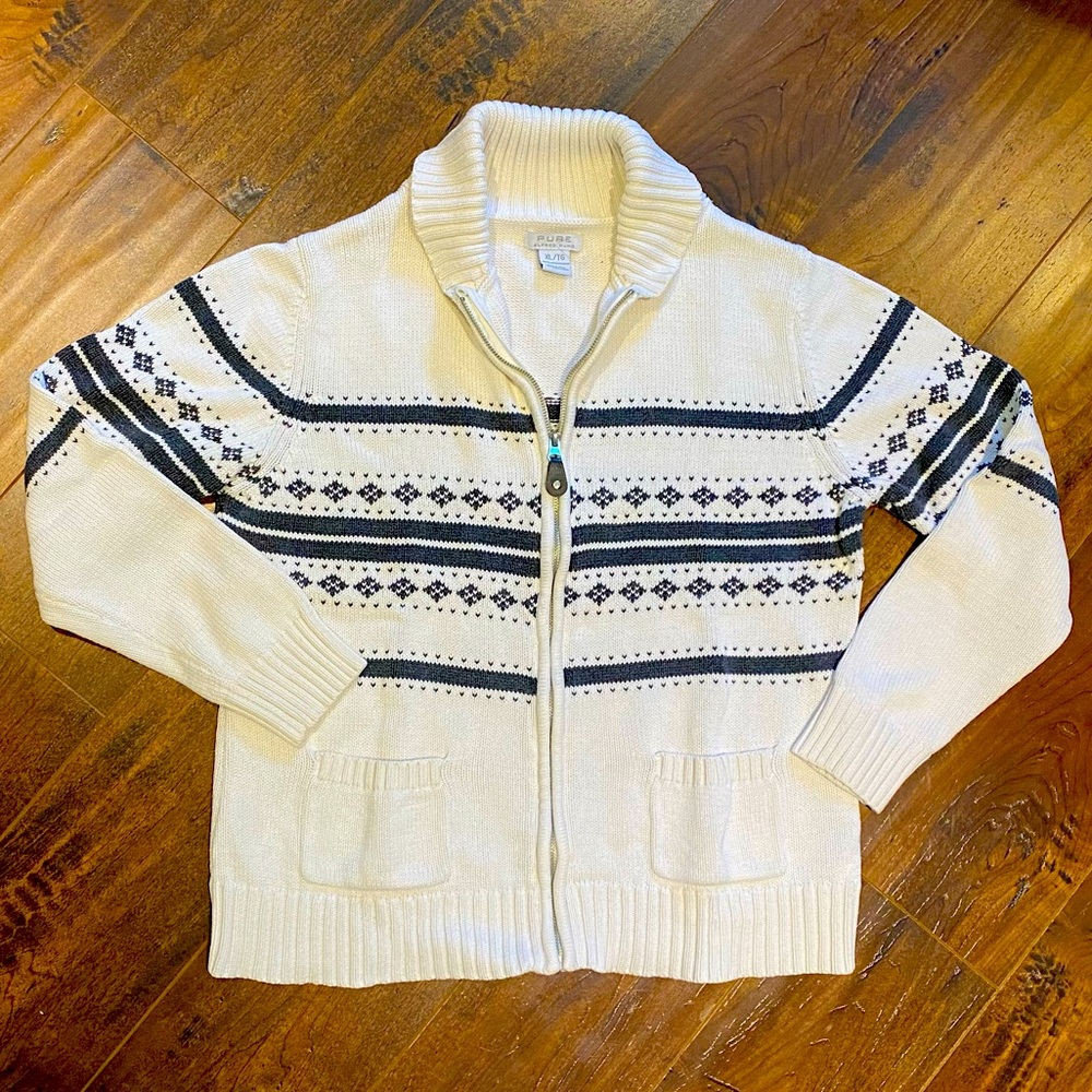 Alfred Sung Pure - Norwegian-style zip-up sweater size XL (fits like L)